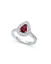 Charger l'image dans la galerie, Bague rubis poire or blanc et diamants
