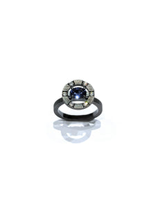 Bague or blanc saphir et diamants