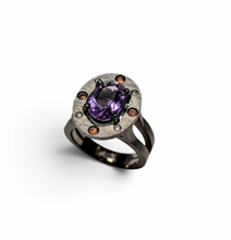 Charger l'image dans la galerie, Bague Améthyste et Saphirs Orange et Diamants
