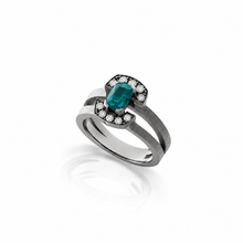 Charger l'image dans la galerie, Bague Or blanc mat rhodié noir Euphoria, Tourmaline Indigolite et diamants
