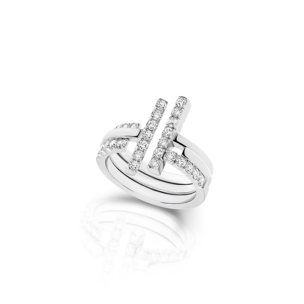 Bagues Empilables Victoria et Essentiel Or Blanc et diamants