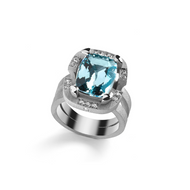 Bague Or Blanc Aigue-Marine et Diamants - Vénus