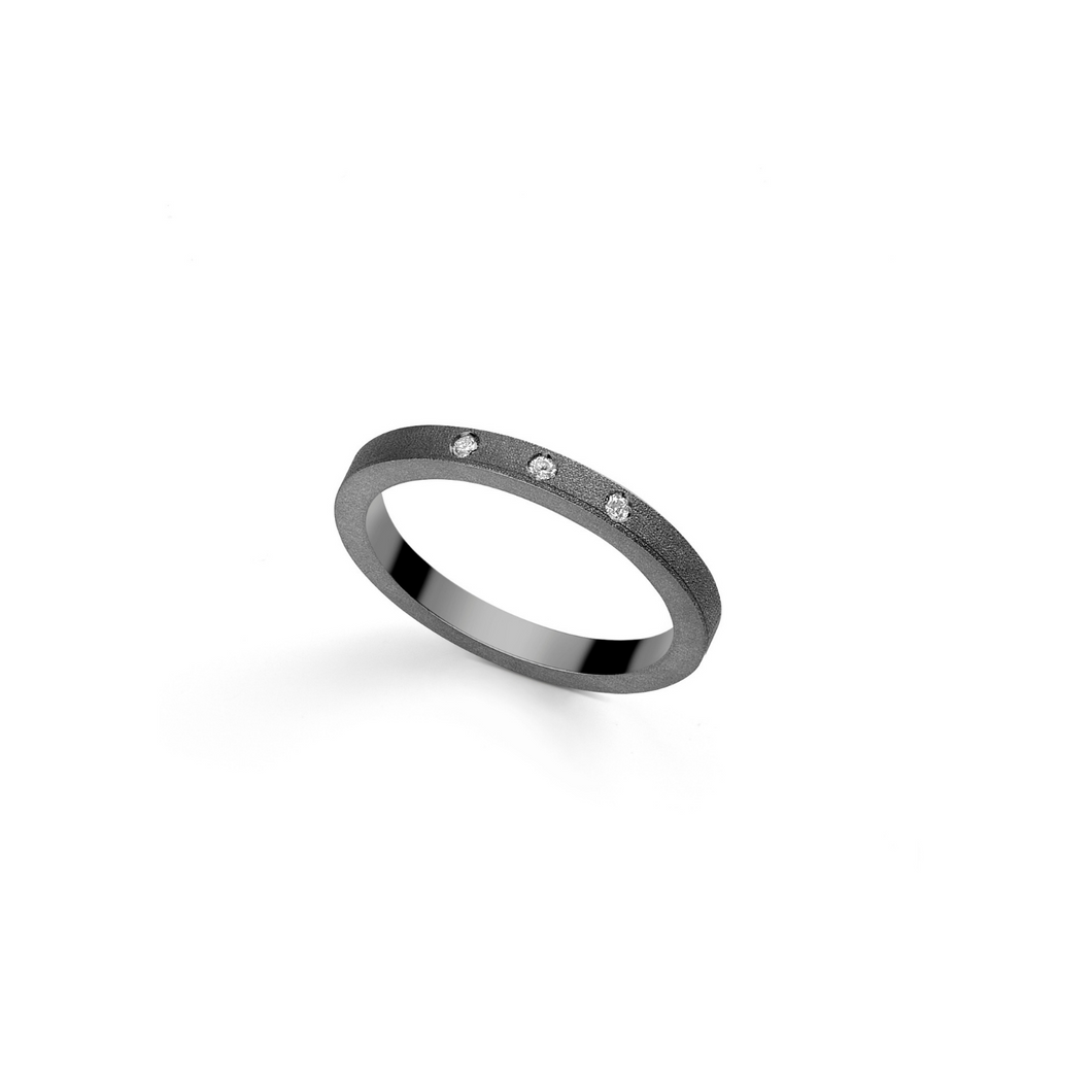 Bague Or Blanc Rhodié Noir - Victoria
