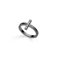 Bague Or Blanc Rhodié Noir et Diamants - Néon