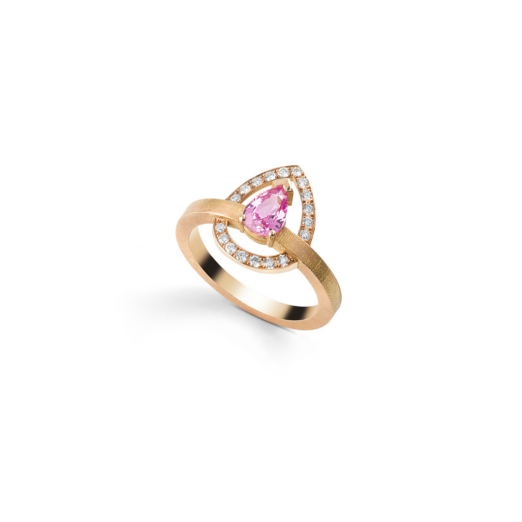 Bague Or Rose Saphir Rose & Diamants - Hémisphère