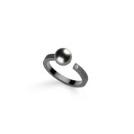 Bague Perle de Tahiti Rhodié Noir Ouverte - Victoria