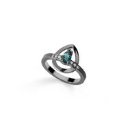 Bague Tourmaline Or Blanc Rhodié Noir & Diamants - Hémisphère