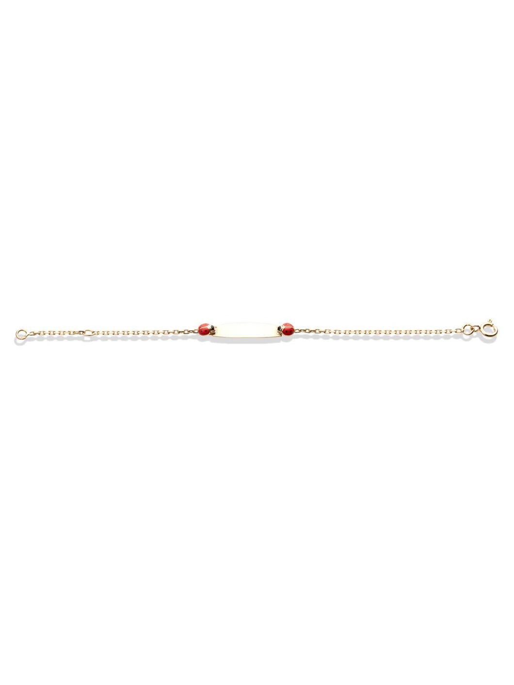 Bracelet identité bébé plaque avec Coccinelle Or jaune 18k