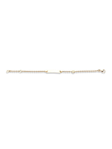 Bracelet Identité bébé avec une plaque et une Fleur Or jaune 18k