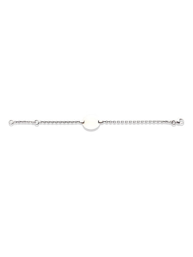 Bracelet Plaque rond or blanc 18k