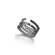 Bague Enigma Rhodié Noir