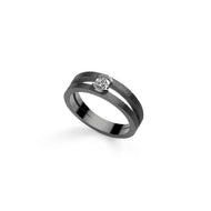 Solitaire Or Blanc Rhodié Noir et Diamants