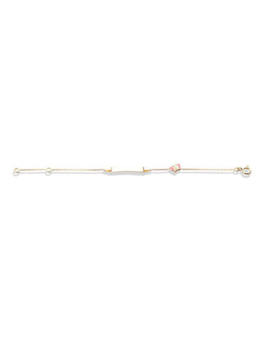 Bracelet identité bébé plaque Papillon Or jaune 18k