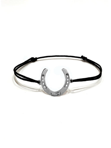 Bracelet Fer à cheval Or blanc 18k sur cordon