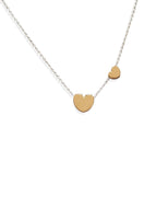 Collier Glam's double cœur bicolore Or rose et Or blanc 18k
