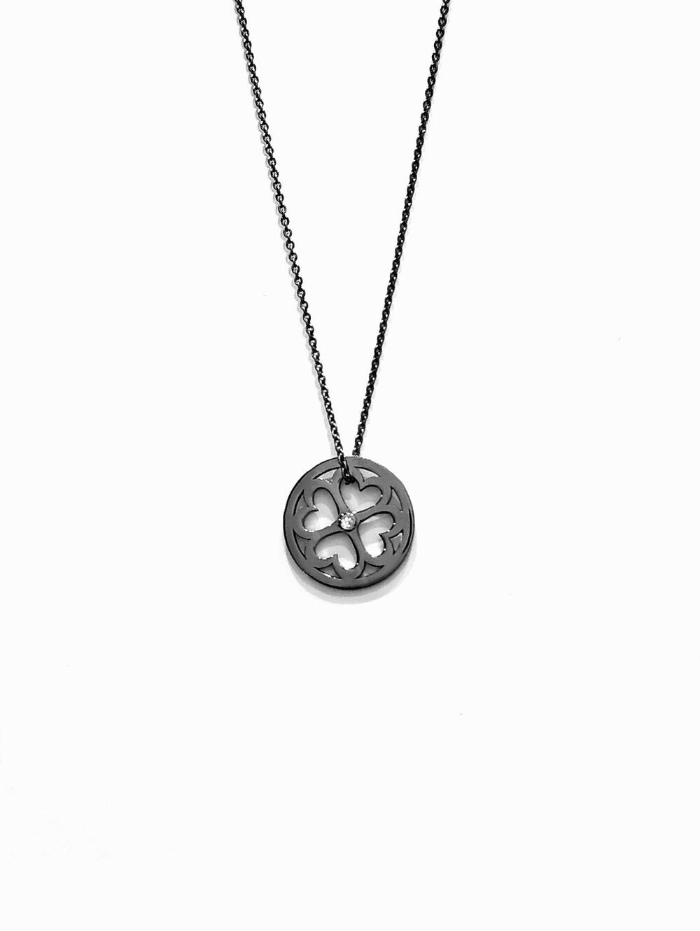 Collier Chance Or blanc 18k rhodié noir et Diamant
